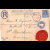 Bayern 1900, blauer Ankunft-K1 MUENCHEN 2 BPB rs. auf GB Reko-GaU m. Zusatzfr.