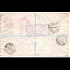 GB 1894,3+1/2d Privat Ganzsache Brief m. 1d Zusatz per Einschreiben n. Norwegen