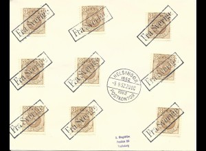 Schweden 1952, MeF 3 öre auf Schiffspost Brief m. Dänemark R1 Fra Sverige 