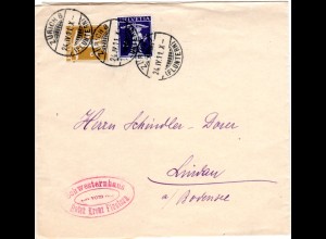 Schweiz 1911, Streifband Ganzsache m. Rotes Kreuz Cachet v. Zürich Fluntern