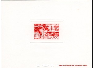 Marokko Mi. Nr. 290, Épreuve Luxe 15+25 Fr. Poste Aerienne m. Landkarte