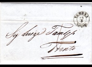 Italien Lombardei Venetien 1848, Zier-K2 VERONA klar auf Porto Brief n. Trento