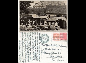 Dänemark 1935, 10+15 öre auf AK Lorry`s Park n. Hong Kong