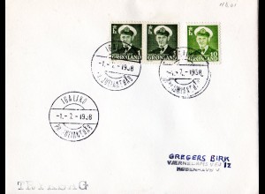 Grönland 1958, Brief m. 3 Marken u. Stempel IGALIKO PR. JULIANEHAB
