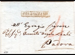 Lombardei Venetien Italien 1827, R1 CONEGLIANO klar auf Porto Brief n. Padova