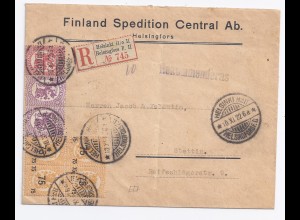 Finnland DR 1922, Einschrieben Brief m. 7 Werten v. Helsinki H:o II. #1624