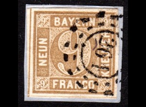 Bayern 11, allseits sehr breitr. 9 Kr. auf schönem Briefstück m. oMR 261 Kronach