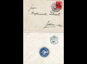 DR 1906, 10 Pf. auf Brief m. Stpl. BERLIN REICHSTAG u. rücks. Abgeordnetensiegel