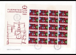 Liechtenstein Cept 1961, kpl. Bogen auf FDC
