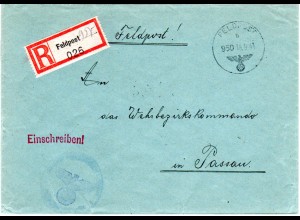 FP WK II 1941, Einschreiben Brief v. Trondheim über LG PA Berlin n. Passau