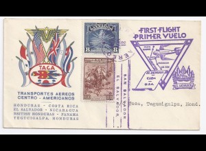 El Salvador Honduras 1943, Primer Vuelo, Erstflug Brief m. Ankunftstempel. #1553