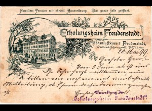 Freudenstadt, Erholungsheim, 1899 gebr. Vorläufertype-AK