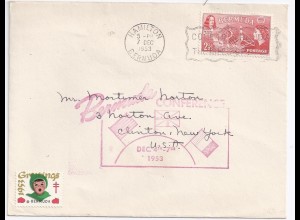 Bermuda 1953, 2 1/2 d. auf Brief m. Conference Stempel u. Vignette. 