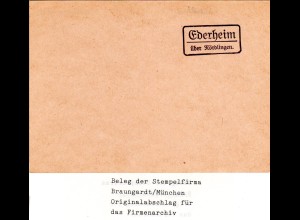 Landpoststellen Stpl. EDERHEIM über Nördlingen, Originalprobe aus Archiv