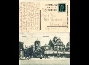 Bayern 1912, Maschinen Sonderstpl. München Gewerbeschau m. auf AK Künstlerhaus