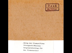 Landpoststellen Stpl. LAUB über Nördlingen, Originalprobe aus Archiv