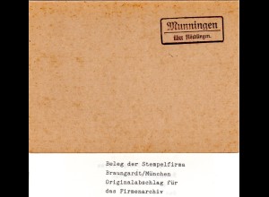 Landpoststellen Stpl. MUNNINGEN über Nördlingen, Originalprobe aus Archiv
