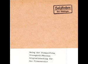 Landpoststellen Stpl. HOLZKIRCHEN über Nördlingen, Originalprobe aus Archiv