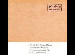 Landpoststellen Stpl. HÜRNHEIM über Nördlingen, Originalprobe aus Archiv