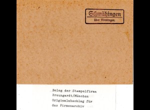 Landpoststellen Stpl. SCHMÄHINGEN über Nördlingen, Originalprobe aus Archiv