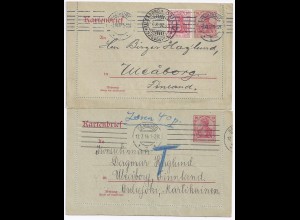 DR Finnland, 2 Karten Briefe v. Hamburg,1mal mit Porto 40 Penni. #318