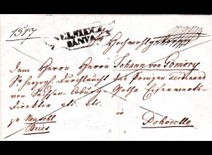 Österreich 1844, Ungarn Zier-R2 SELMIECZ BANYA auf Einschreiben Brief n Pohorela