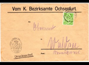 Bayern 1919, EF 5 Pf. Dienst auf Bezirksamts Brief v. OCHSENFURT