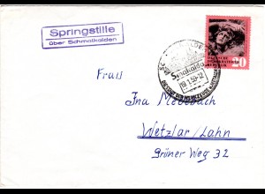DDR 1959, Landpost Stpl. SPRINGSTILLE über Schmalkalden auf Brief m. 20 Pf 