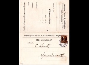 Bayern 1915, EF 3 Pf. Friedensdruck auf Firmen Doppelkarte v. Augsburg