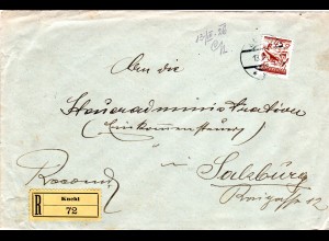 Österreich 1930, EF 45 Gr. Steinadler auf Einschreiben Brief v. KUCHL, Salzburg