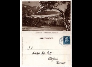 Bayern 1920, 20 Pf. auf Kartenbrief m. Abb. Partenkirchen u. Zugspitze