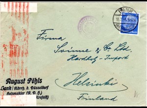 DR 1941, 25 Pf. auf Zensur Brief v. LANK Niederrhein n. Finnland