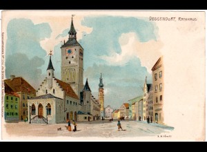 Deggendorf Rathaus, ungebr. Kunstdruck Farb-AK. 