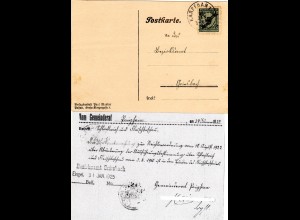 DR 1925, 5 Pf. auf Gemeinde Karte v. POIGHAM m. Bürgermeister Unterschrift