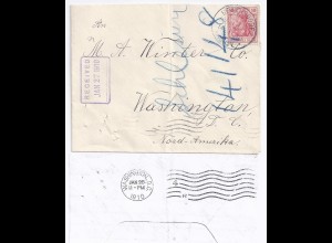 DR 1910, Heinersdorf, Brief m. ermäßigtem Porto (direkter Weg) n. USA. #2155