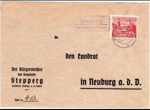 DR 1941, Landpost Stpl. STEPPERG über Neuburg auf Bürgermeister Brief m. 12 Pf.