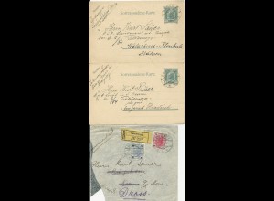 Nieder Österreich, Brief Stpl. DROSS auf 2 Ganzsachen u. Reko-Nachsendung. #2843