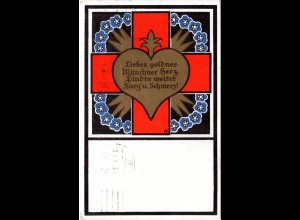 München, Rotes Kreuz Sammel-Komitee, 1915 gebr. Farb-AK