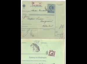Österreich 1908, WIEN 130, Paketkarte n. Cervignano m. 4 H. Porto. #2133
