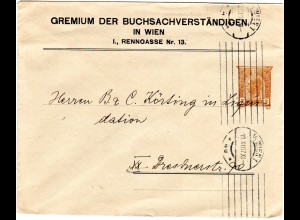 Österreich 1907, Buch Sachverständigen 3 H. Privat Ganzsache Brief v. Wien
