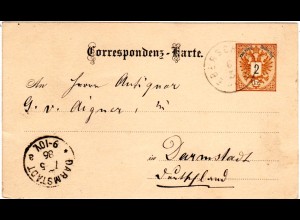Österreich 1886, Oberösterreich-K1 EBERSCHWANG auf Ganzsache v. Hohenzell