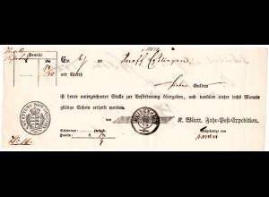 Württemberg 1865, Postschein v. HEIDENHEIM