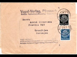 DR 1937, 1+4 Pf. auf Zeitungsschleife v. Pössneck n. Norwegen