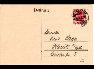 DR 1919, 10+5 Pf. Kriegsbeschädigten Marke auf Karte v. AUERBACH