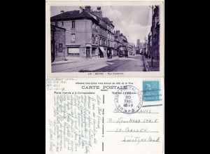Frankreich 1945, Reims Rue Gambetta, sw-AK m. US Army Post i.d. Schweiz