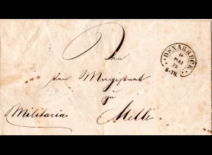 DR 1872, Hufeisen Stpl. OSNABRÜCK auf Militaria Brief n. Melle (Spalink 30-1).