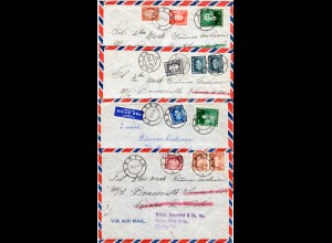 Norwegen 1953, 4 Seemanns Nachsende Luftpost Briefe v. Horten 