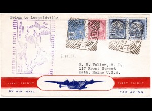 Brasilien 1941, 4 Marken auf Erstflug Brief Belem - Leopoldville Congo