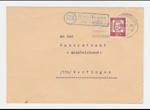 BRD 1961, 13b Rieblingen über Augsburg, Brief m. Landpost St.II Stpl. #2780