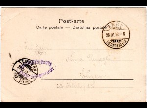 Schweiz 1903, Karte v. Bern m. Briefstpl. Eidgenössisches Kriegs-Commissariat